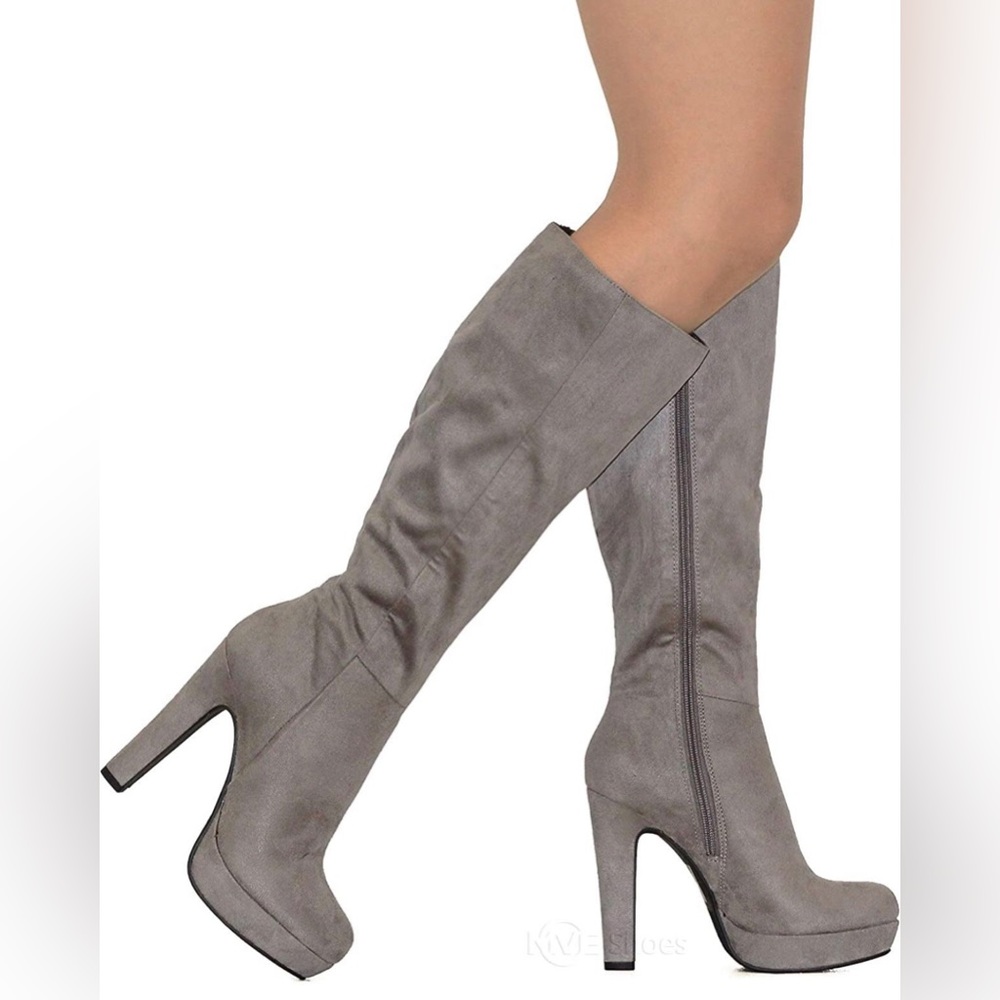 Gray High Heel Boots, Size 7.5